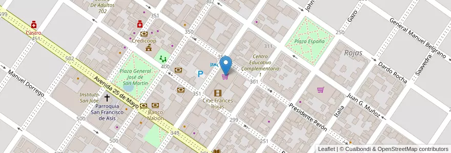 Mapa de ubicacion de Supermercado Vea en アルゼンチン, ブエノスアイレス州, Partido De Rojas, Rojas.