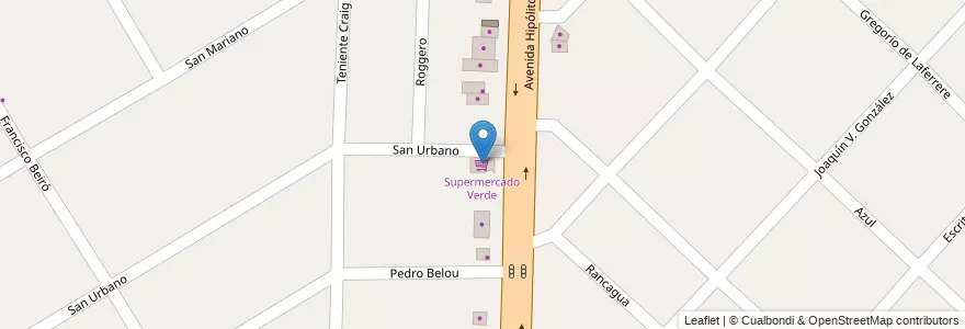 Mapa de ubicacion de Supermercado Verde en الأرجنتين, بوينس آيرس, Partido De Almirante Brown, Glew.