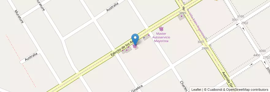 Mapa de ubicacion de Supermercardo Argensol en Argentine, Province De Buenos Aires, Partido De Lomas De Zamora, Villa Centenario.