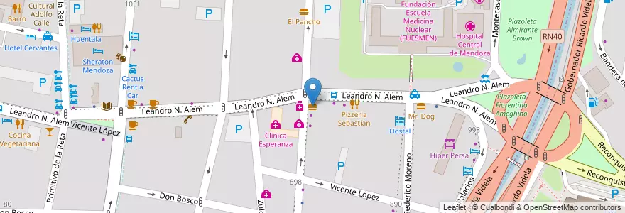 Mapa de ubicacion de Superpancho en アルゼンチン, チリ, メンドーサ州, Departamento Capital, Ciudad De Mendoza, Sección 3ª Parque O'Higgins.