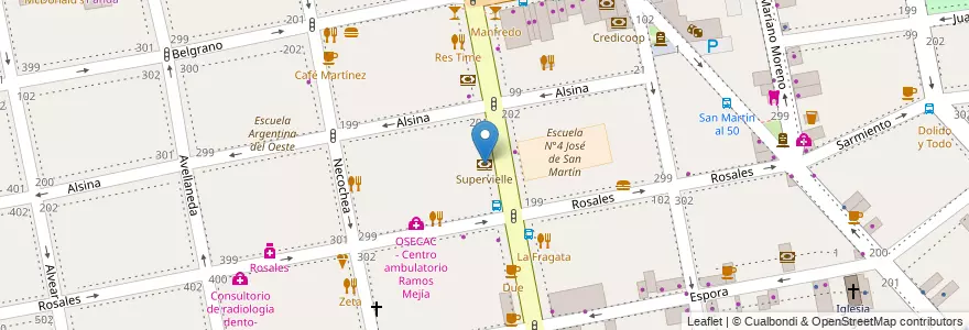 Mapa de ubicacion de Supervielle en Argentine, Province De Buenos Aires, Partido De La Matanza, Ramos Mejía.