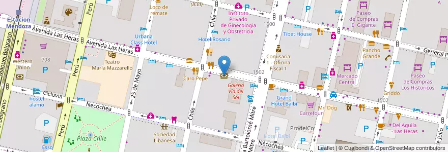 Mapa de ubicacion de Supervielle en Arjantin, Şili, Mendoza, Departamento Capital, Ciudad De Mendoza.