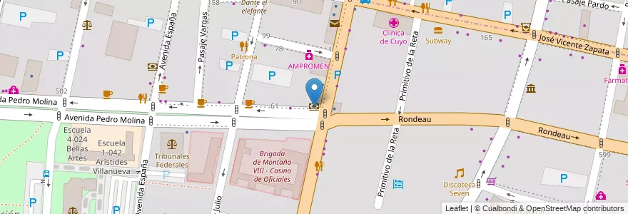 Mapa de ubicacion de Supervielle en Argentinië, Chili, Mendoza, Departamento Capital, Sección 2ª Barrio Cívico, Ciudad De Mendoza.