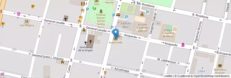 Mapa de ubicacion de Supervielle en آرژانتین, شیلی, Mendoza, Godoy Cruz, Departamento Godoy Cruz, Distrito Ciudad De Godoy Cruz.
