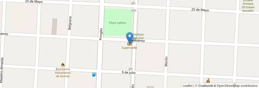 Mapa de ubicacion de Supervielle en Argentine, San Luis, Ayacucho, Municipio De Quines.