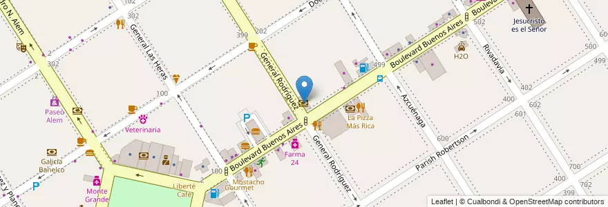 Mapa de ubicacion de Supervielle Banelco en Arjantin, Buenos Aires, Partido De Esteban Echeverría, Monte Grande.
