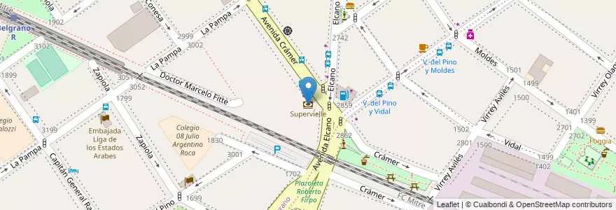 Mapa de ubicacion de Supervielle, Belgrano en Argentinien, Ciudad Autónoma De Buenos Aires, Buenos Aires, Comuna 13.