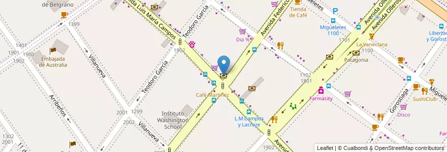 Mapa de ubicacion de Supervielle, Palermo en الأرجنتين, Ciudad Autónoma De Buenos Aires, Buenos Aires, Comuna 14.