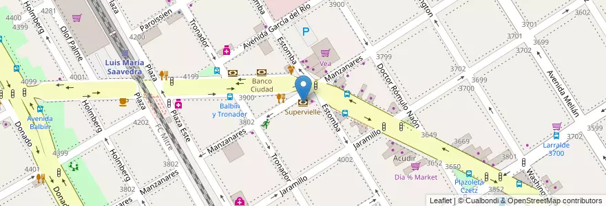 Mapa de ubicacion de Supervielle, Saavedra en آرژانتین, Ciudad Autónoma De Buenos Aires, Comuna 12, Buenos Aires.
