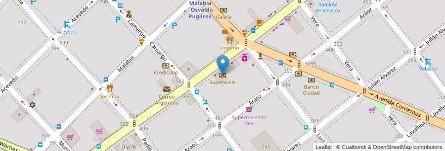 Mapa de ubicacion de Supervielle, Villa Crespo en アルゼンチン, Ciudad Autónoma De Buenos Aires, ブエノスアイレス.