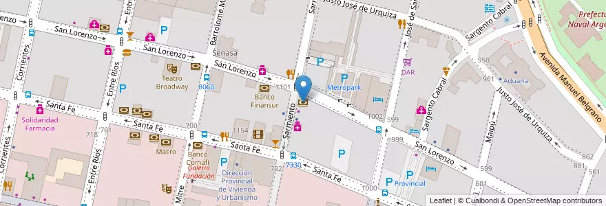 Mapa de ubicacion de Supervielle en Argentinien, Santa Fe, Departamento Rosario, Municipio De Rosario, Rosario.