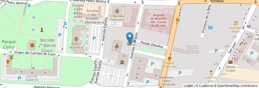 Mapa de ubicacion de Superville en Arjantin, Şili, Mendoza, Departamento Capital, Sección 2ª Barrio Cívico, Ciudad De Mendoza.