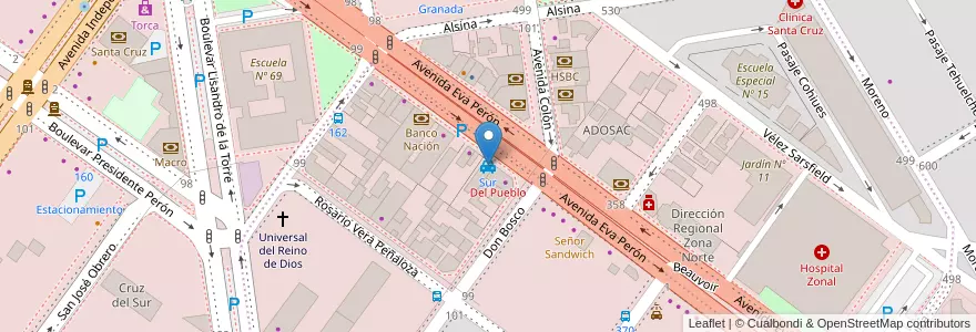 Mapa de ubicacion de Sur en الأرجنتين, محافظة سانتا كروز, تشيلي, Mercado De La Ciudad, Deseado, Caleta Olivia.