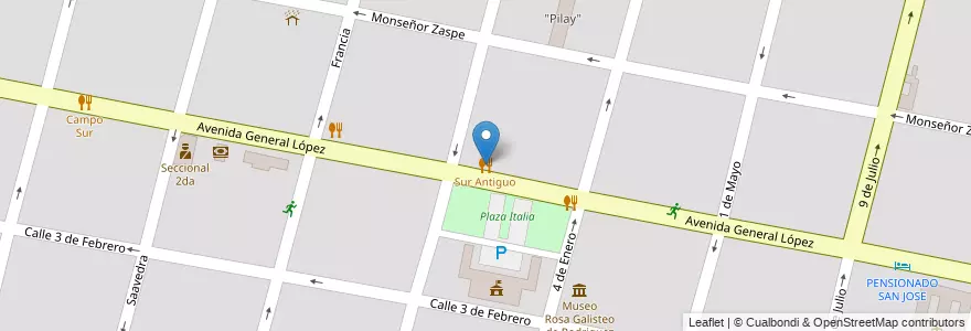 Mapa de ubicacion de Sur Antiguo en 阿根廷, Santa Fe, Departamento La Capital, Santa Fe Capital, Santa Fe.