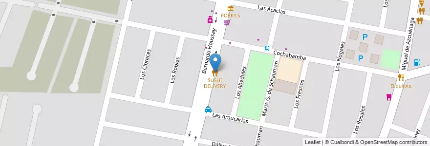 Mapa de ubicacion de SUSHI DELIVERY en Argentinië, Chili, Mendoza, Departamento Guaymallén, Distrito Villa Nueva.