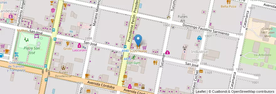 Mapa de ubicacion de Sushi Home en آرژانتین, سانتافه, Departamento Rosario, Municipio De Funes, Funes.