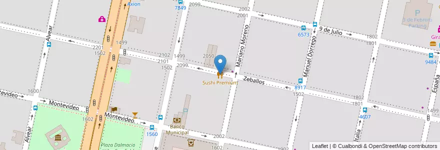 Mapa de ubicacion de Sushi Premium en アルゼンチン, サンタフェ州, Departamento Rosario, Municipio De Rosario, ロサリオ.