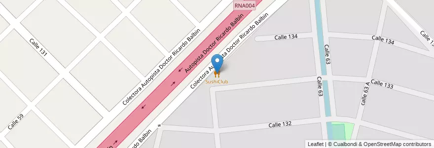 Mapa de ubicacion de SushiClub en 아르헨티나, 부에노스아이레스주, Partido De Berazategui, Hudson.