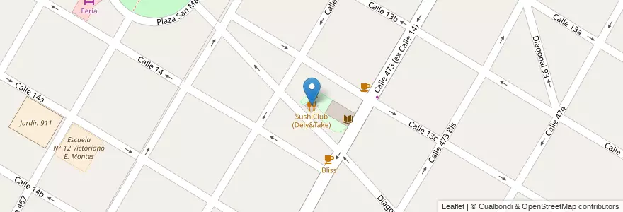 Mapa de ubicacion de SushiClub (Dely&Take), City Bell en 阿根廷, 布宜诺斯艾利斯省, Partido De La Plata, City Bell.