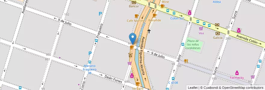Mapa de ubicacion de Suss en アルゼンチン, コルドバ州, Departamento Capital, Pedanía Capital, Córdoba, Municipio De Córdoba.
