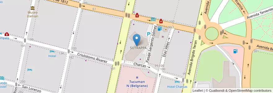 Mapa de ubicacion de SUTRAPPA en アルゼンチン, トゥクマン州, San Miguel De Tucumán, Departamento Capital, San Miguel De Tucumán.