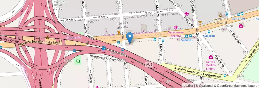 Mapa de ubicacion de S.W.A.T Point, Versalles en Argentinië, Ciudad Autónoma De Buenos Aires, Buenos Aires, Comuna 10.