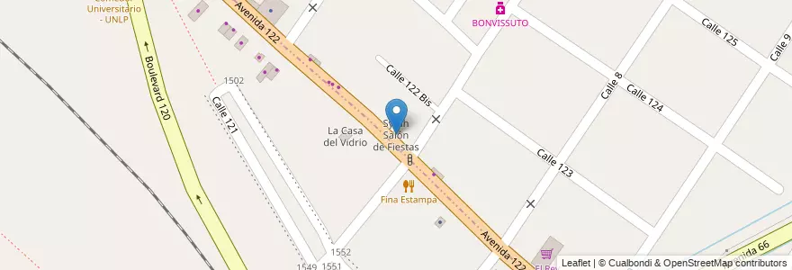 Mapa de ubicacion de Syrah Salón de Fiestas en アルゼンチン, ブエノスアイレス州, Partido De Berisso.