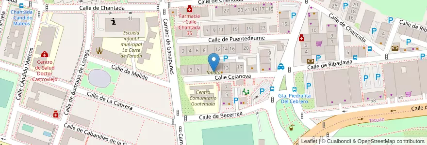 Mapa de ubicacion de Tábata en Spagna, Comunidad De Madrid, Comunidad De Madrid, Área Metropolitana De Madrid Y Corredor Del Henares, Madrid.
