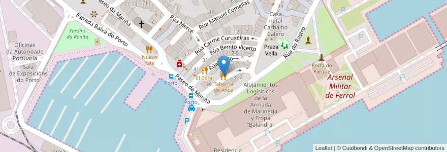 Mapa de ubicacion de Taberna de Anca en España, Galicia / Galiza, A Coruña, Ferrol.
