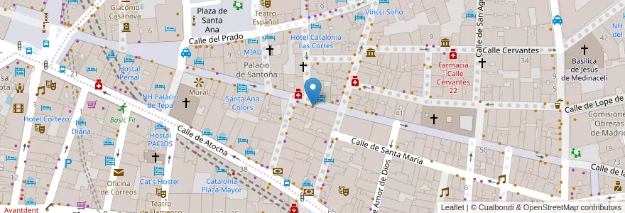 Mapa de ubicacion de Taberna El Sur de Huertas en 스페인, Comunidad De Madrid, Comunidad De Madrid, Área Metropolitana De Madrid Y Corredor Del Henares, 마드리드.