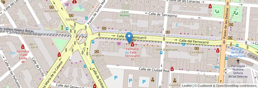 Mapa de ubicacion de Taberna "El Vagón" en スペイン, マドリード州, Comunidad De Madrid, Área Metropolitana De Madrid Y Corredor Del Henares, Madrid.