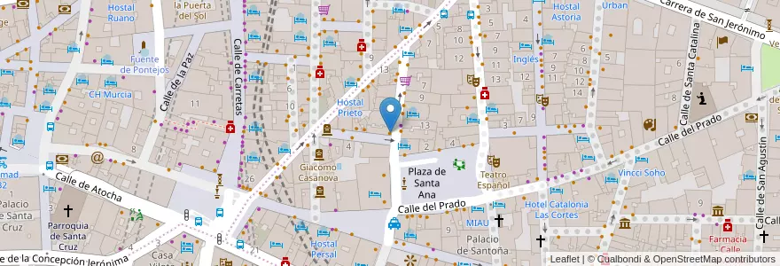 Mapa de ubicacion de Taberna Fragua de Vulcano en إسبانيا, منطقة مدريد, منطقة مدريد, Área Metropolitana De Madrid Y Corredor Del Henares, مدريد.