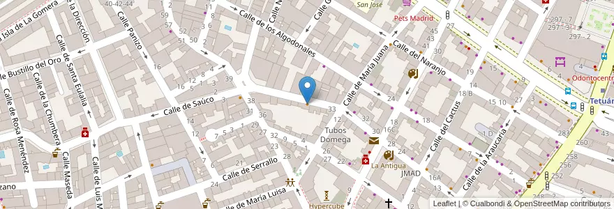 Mapa de ubicacion de Taberna La Parra en スペイン, マドリード州, Comunidad De Madrid, Área Metropolitana De Madrid Y Corredor Del Henares, Madrid.