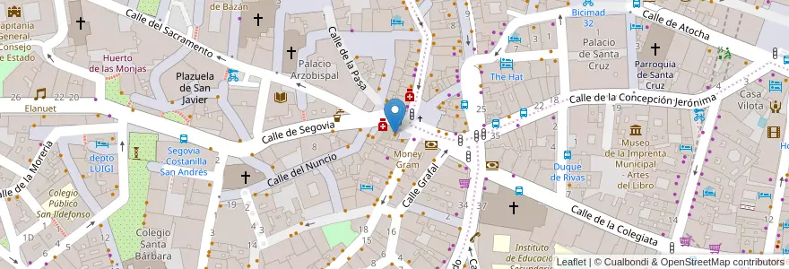Mapa de ubicacion de Taberna La Peseta en スペイン, マドリード州, Comunidad De Madrid, Área Metropolitana De Madrid Y Corredor Del Henares, Madrid.