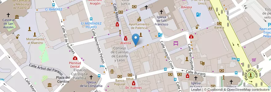 Mapa de ubicacion de Taberna Plaza Mayor en スペイン, カスティーリャ・イ・レオン州, Palencia, Campos, Palencia.