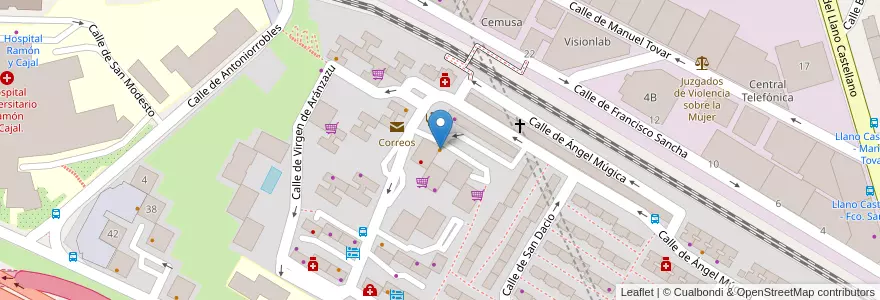 Mapa de ubicacion de Taberna Restaurante Txamizo en スペイン, マドリード州, Comunidad De Madrid, Área Metropolitana De Madrid Y Corredor Del Henares, Madrid.