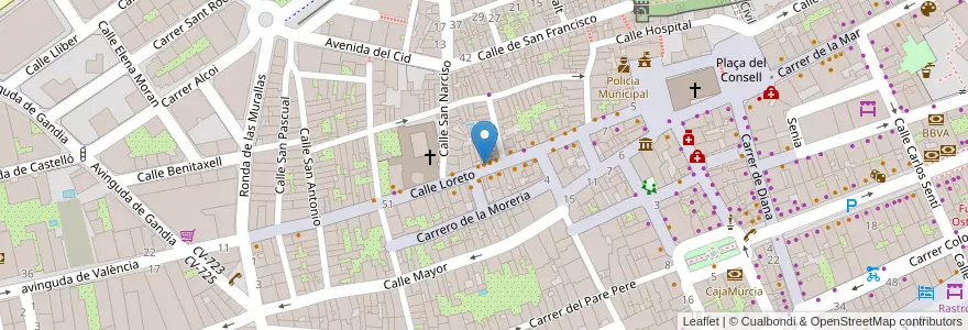 Mapa de ubicacion de Taberna Sevillana en Испания, Валенсия, Аликанте, Марина-Альта, Dénia.