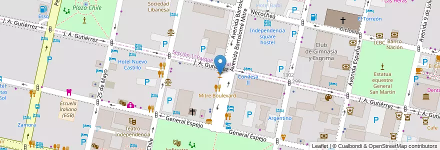 Mapa de ubicacion de Tacobar en 아르헨티나, 칠레, Mendoza, Departamento Capital, Ciudad De Mendoza.