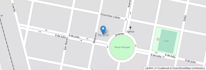 Mapa de ubicacion de Tacural en آرژانتین, سانتافه, Departamento Castellanos, Municipio De Tacural.
