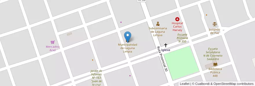 Mapa de ubicacion de Tafeta Postal en アルゼンチン, チャコ州, Departamento Libertador General San Martín, Municipio De Laguna Limpia.