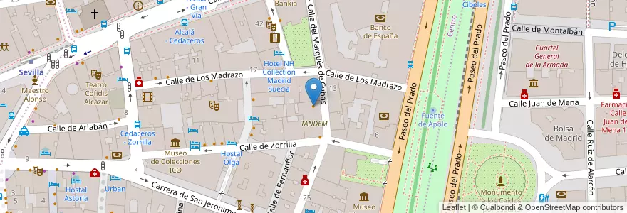 Mapa de ubicacion de Taj Indian Restauran Madrid en إسبانيا, منطقة مدريد, منطقة مدريد, Área Metropolitana De Madrid Y Corredor Del Henares, مدريد.