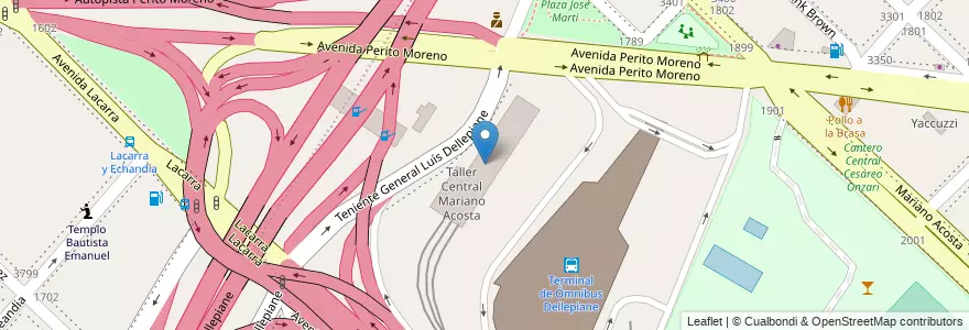 Mapa de ubicacion de Taller Central Mariano Acosta, Flores en アルゼンチン, Ciudad Autónoma De Buenos Aires, Comuna 9, ブエノスアイレス.
