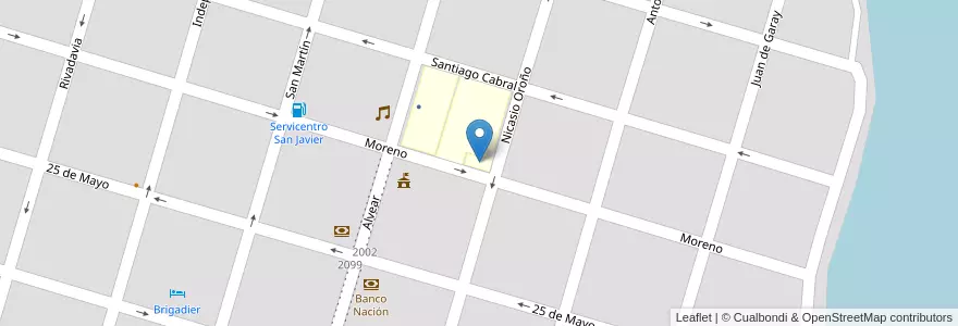 Mapa de ubicacion de Taller de Educación Manual 26 Santos Segovia en Argentina, Santa Fe, Departamento San Javier, Municipio De San Javier.