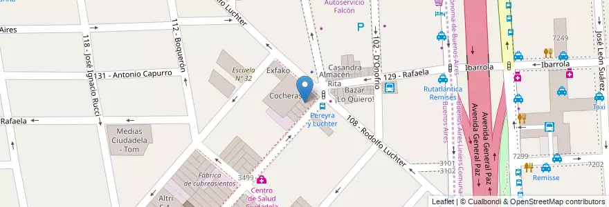 Mapa de ubicacion de Taller de herrería Julio en アルゼンチン, ブエノスアイレス州, Partido De Tres De Febrero, Ciudadela.