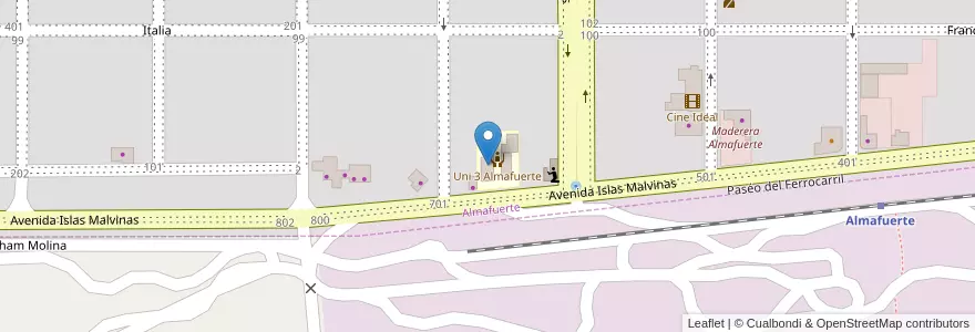 Mapa de ubicacion de Taller Esperanza en Argentinien, Provinz Córdoba, Departamento Tercero Arriba, Pedanía Salto, Municipio De Almafuerte, Almafuerte.
