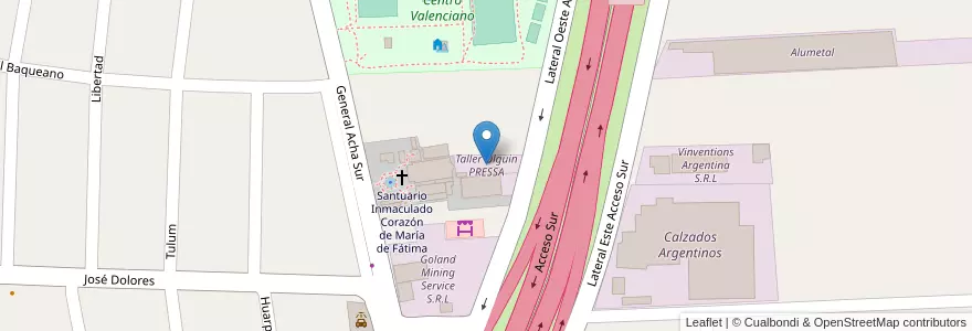 Mapa de ubicacion de Taller Olguin PRESSA en 阿根廷, San Juan, 智利, Rawson.