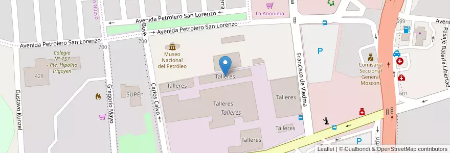 Mapa de ubicacion de Talleres en アルゼンチン, チュブ州, Departamento Escalante, Comodoro Rivadavia.