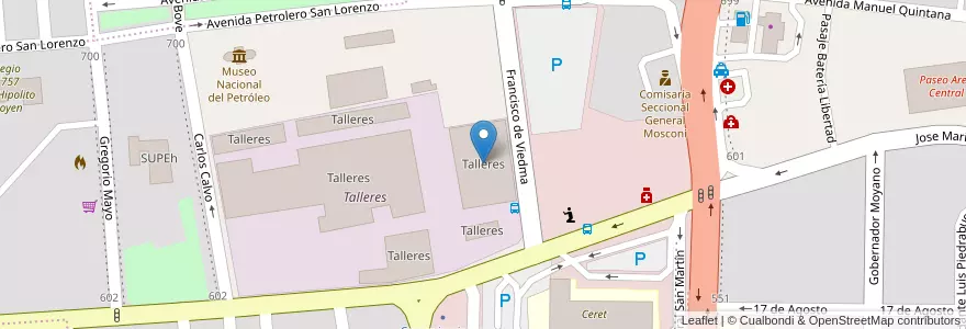 Mapa de ubicacion de Talleres en Argentina, Chubut, Departamento Escalante, Comodoro Rivadavia.