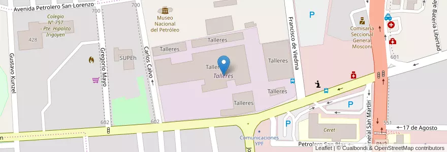 Mapa de ubicacion de Talleres en Argentine, Chubut, Departamento Escalante, Comodoro Rivadavia.