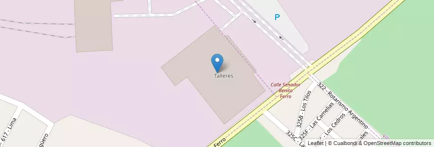 Mapa de ubicacion de Talleres en Arjantin, Buenos Aires, Partido De Tres De Febrero.